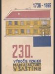 230. výročie vzniku manufaktúry v Šaštíne (1736-1966) - náhled